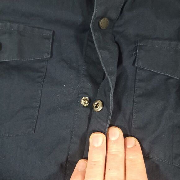 VERSACE 19V69 ITALIA Shirt Mens XL Navy Long Sleeve Snap Button Up Pockets - Picture 2 of 9